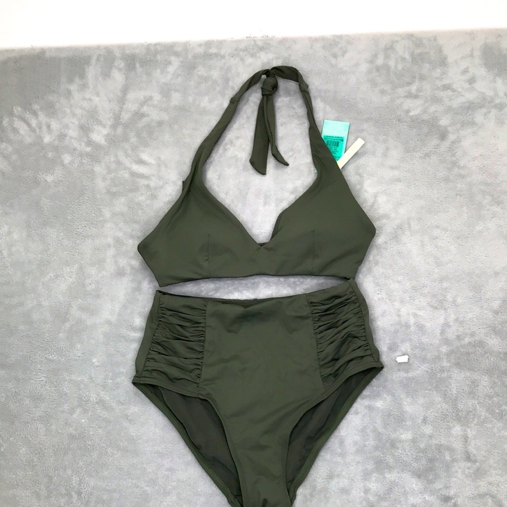 Sea Level Swim 2 Piece Olive Greed Bikini Size 4 New